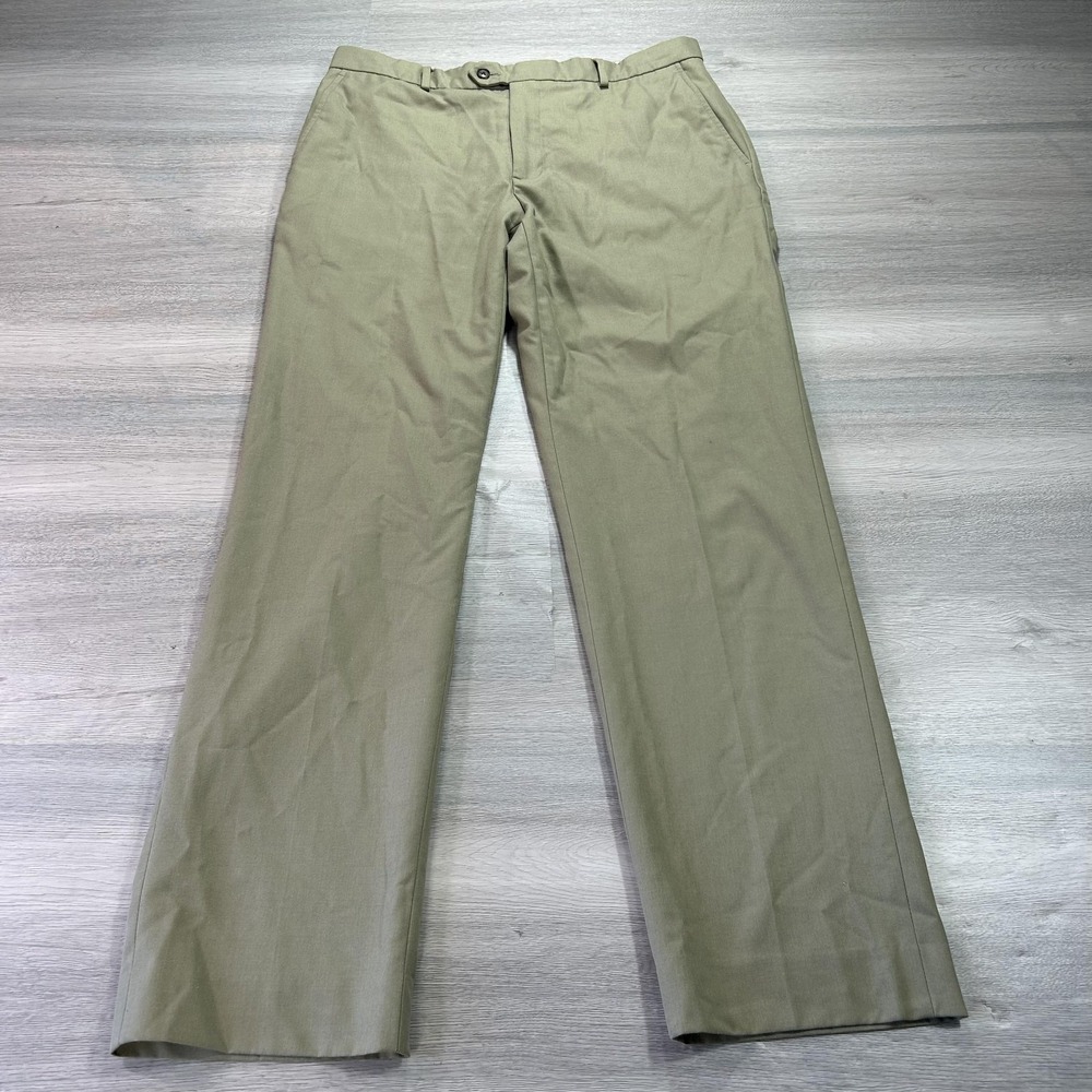 Joseph & Feiss Dress Pants Mens 34x32 Khaki Classic Fit‎ Flat Front Wool Blend